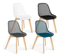 IDMarket - Lot de 4 chaises Mandy Mix Color Blanc, Gris, Bleu Canard et Noir