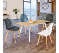 IDMarket - Lot de 4 chaises Mandy Mix Color Blanc, Gris, Bleu Canard et Noir