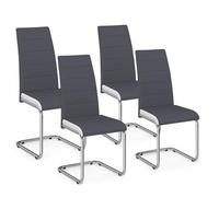 IDMarket - Lot de 4 chaises MIA Grises liseré Blanc pour Salle à Manger