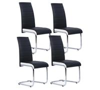IDMarket - Lot de 4 chaises MIA Noires liseré Blanc pour Salle à Manger
