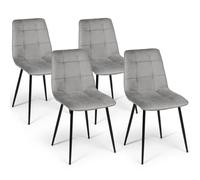 IDMarket Chaises Mila en velours gris clair – Lot de 4 pour salle à manger