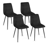 IDMarket - Chaises Mila - Velours noir pour salle à manger - Lot de 4