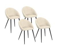 IDMARKET Lot de 4 chaises NAYA en velours crème pour salle à manger