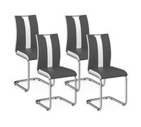 IDMarket – Lot de 4 chaises PIA grises et blanches pour salle à manger