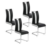 IDMarket - Lot de 4 chaises PIA Noires et Blanches pour Salle à Manger