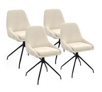 IDMarket – Chaises pivotantes THALYA en velours avec accoudoirs Beige (lot de 4)