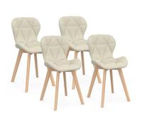 IDMarket - Lot de 4 chaises ROBINE en Tissu Beige pour Salle à Manger