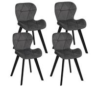 Lot De 4 Chaises Robine En Velours Gris Foncé Pieds Noirs Gris