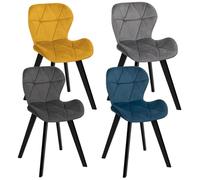 IDMarket - Lot de 4 chaises de bureau ROBINE en bois non pliables H. 79 cm intérieur bleu