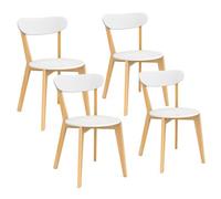IDMarket - Lot de 4 chaises scandinaves Freja Bicolore Blanc et Bois pour Salle à Manger