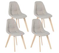 Lot de 4 chaises GABY beige en tissu pour salle à manger
