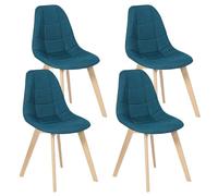 Lot De 4 Chaises Gaby Bleues En Tissu Pour Salle ? Manger Bleu