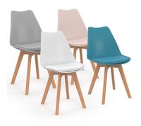 IDMarket - Lot de 4 chaises scandinaves SARA - Mix couleurs pastel (rose, blanc, gris clair, bleu)