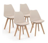 IDMarket Chaises scandinaves SARA Lot de 4 pour salle à manger Beige
