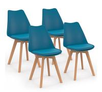 IDMarket - Lot de 4 chaises scandinaves SARA Bleu canard pour salle à manger