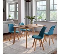 IDMARKET Lot de 4 chaises scandinaves SARA bleu canard pour salle à manger