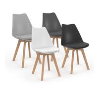 IDMarket – Lot de 4 chaises scandinaves SARA mix de couleurs Gris foncé, Gris clair, Blanc et Noir