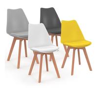 IDMarket Chaises scandinaves SARA Lot de 4 Gris foncé, Gris clair, Blanc et Jaune
