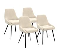 IDMarket - Lot de 4 chaises THALYA - velours beige avec accoudoirs