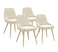 IDMARKET Lot de 4 chaises de salle à manger THALYA en velours beige