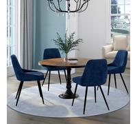 IDMarket - Lot de 4 chaises THALYA en Velours Bleu avec accoudoirs