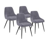 IDMarket - Lot de 4 chaises THALYA en Velours Gris Clair avec accoudoirs