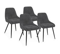 IDMarket - Lot de 4 chaises THALYA en Velours Gris foncé avec accoudoirs