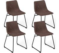 IDMarket - Lot de 4 chaises Travis Pied Papillon Marron Vintage pour Salle à Manger