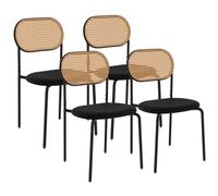 IDMarket – Lot de 4 chaises Clotilde Vintage – métal noir, dossier cannage – pour salle à manger