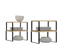 IDMarket - Lot de 4 étagères de rangement empilables DETROIT stockage vaisselle, organisation placard design industriel