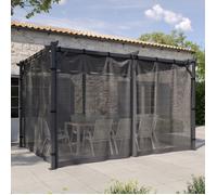 IDMARKET Lot de 4 moustiquaires pour pergola 3x4 gris zippés + crochets