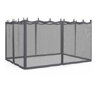 IDMarket - Lot de 4 moustiquaires pour pergola 3x4 Gris zippés + Crochets