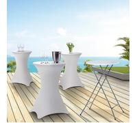 Lot De 4 Tables Hautes Pliantes 105 Cm Et 4 Housses Blanches Blanc