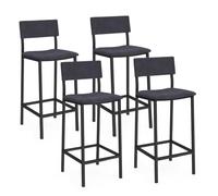 IDMarket - Lot de 4 tabourets de Bar Aubin avec Dossier Chaise de Cuisine Velours Gris Anthracite