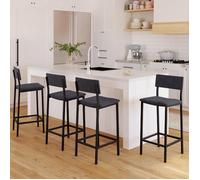 IDMarket - Tabourets de bar AUBIN - velours gris anthracite avec dossier - Lot de 4