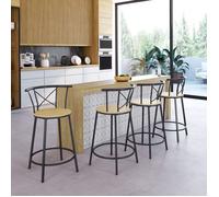 IDMARKET Lot de 4 tabourets de bar bistrot DETROIT avec dossier arrondis design industriel