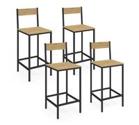 IDMarket - Lot de 4 tabourets de Bar Detroit avec Dossier Chaise de Cuisine Design Industriel