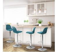 IDMarket Tabourets de bar KARL design bleu canard Lot de 4