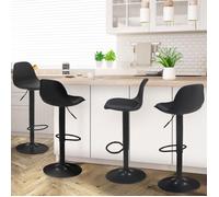 IDMarket Lot de 4 tabourets de bar KARL design noir pieds noirs