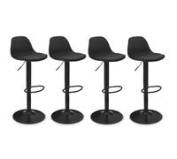 IDMARKET Lot de 4 tabourets de bar KARL design noir pied noir