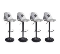 IDMarket - Lot de 4 tabourets de Bar Karl Noirs, Gris et Blancs | Design patchworks et pieds noir