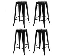IDMarket - Tabourets de bar Leny métal noir mat empilables aspect brut factory - Lot de 4