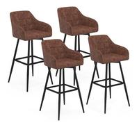 IDMarket - Lot de 4 tabourets de Bar Mady avec accoudoirs Marron Vintage