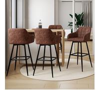 IDMARKET Lot de 4 tabourets de bar MADY avec accoudoirs marron vintage