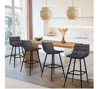 IDMarket – Tabourets de bar Mady en velours – Gris foncé – Lot de 4