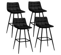 IDMarket – Tabourets de bar Mady – Velours noir – Lot de 4