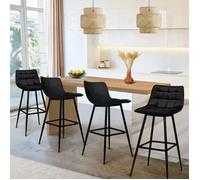 IDMarket - Lot de 4 tabourets de Bar Mady en Velours Noir