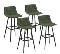 IDMarket - Lot de 4 tabourets de Bar Mady en Velours Vert