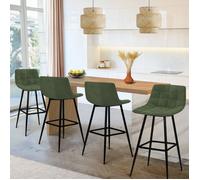 IDMARKET Lot de 4 tabourets de bar MADY en velours vert