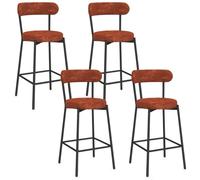 IDMarket - Lot de 4 tabourets de Bar Miki Dossier incurvé en Tissu Chenille | Coloris terracotta pieds en métal noir